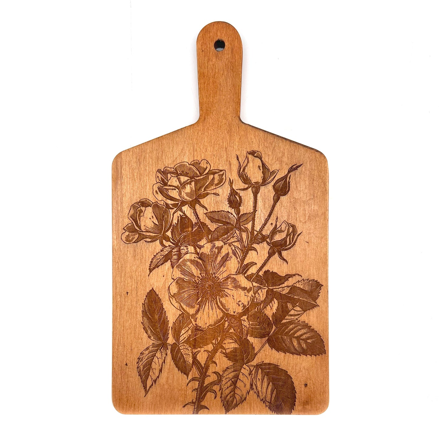Artisan Maple Rectangle Handled Serving Board - Vintage Wild Roses