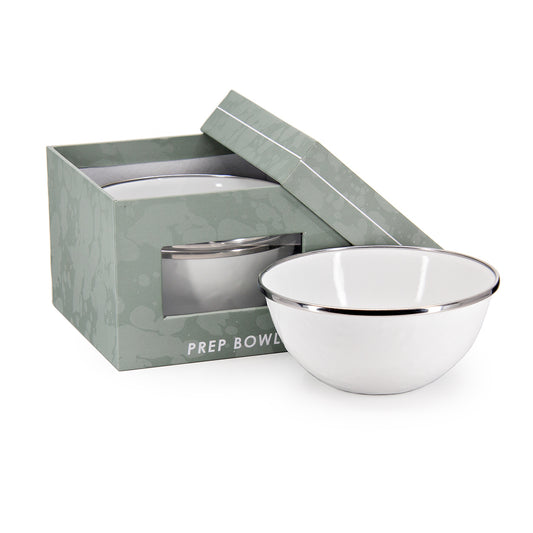 Enamel Prep Bowls White (Set of 3)