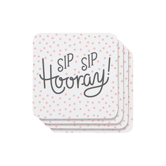 Sip, Sip, Hooray Cork-Backed Coasters