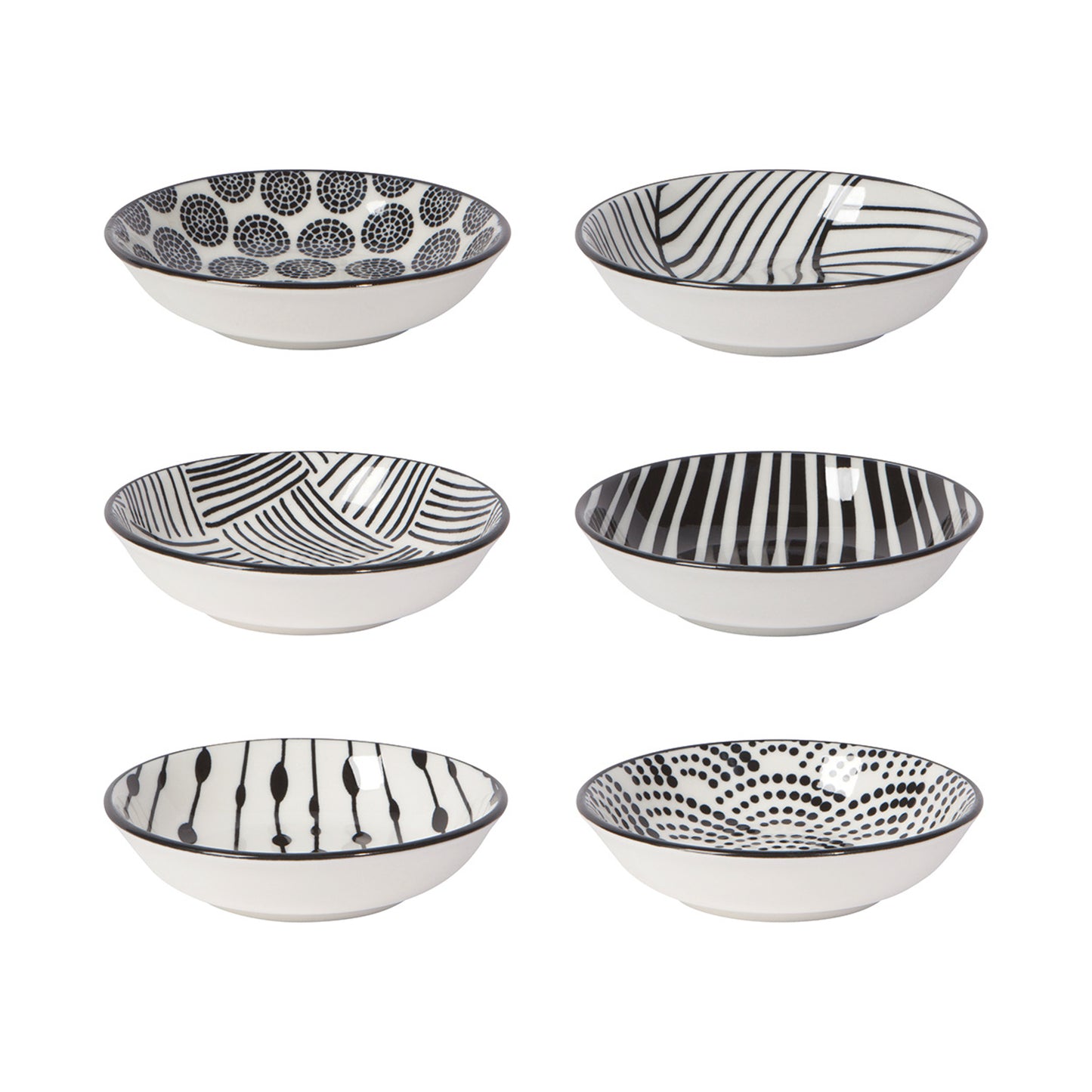 Black & White Pinch Bowls (Set of 6)