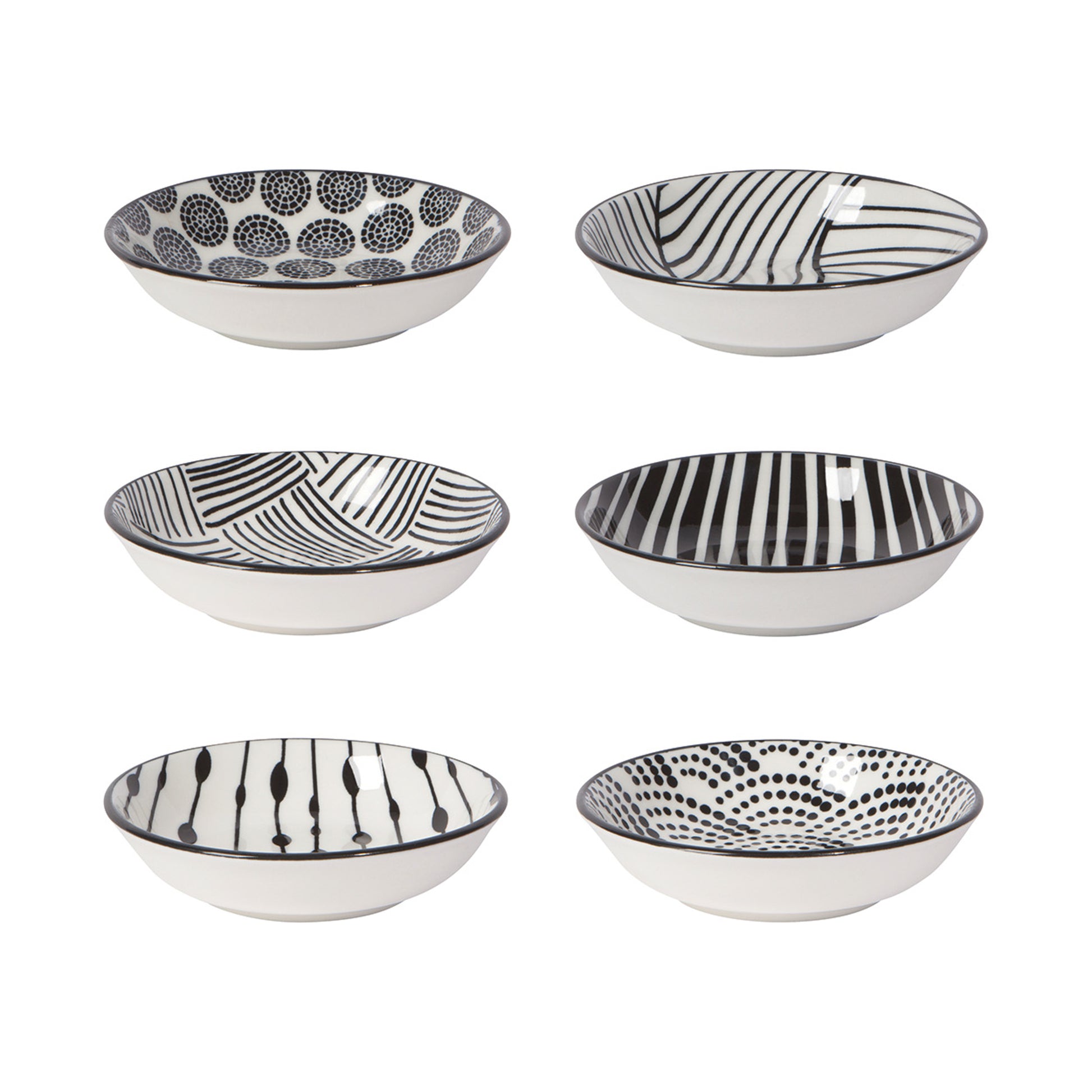 Black & White Pinch Bowls (Set of 6)