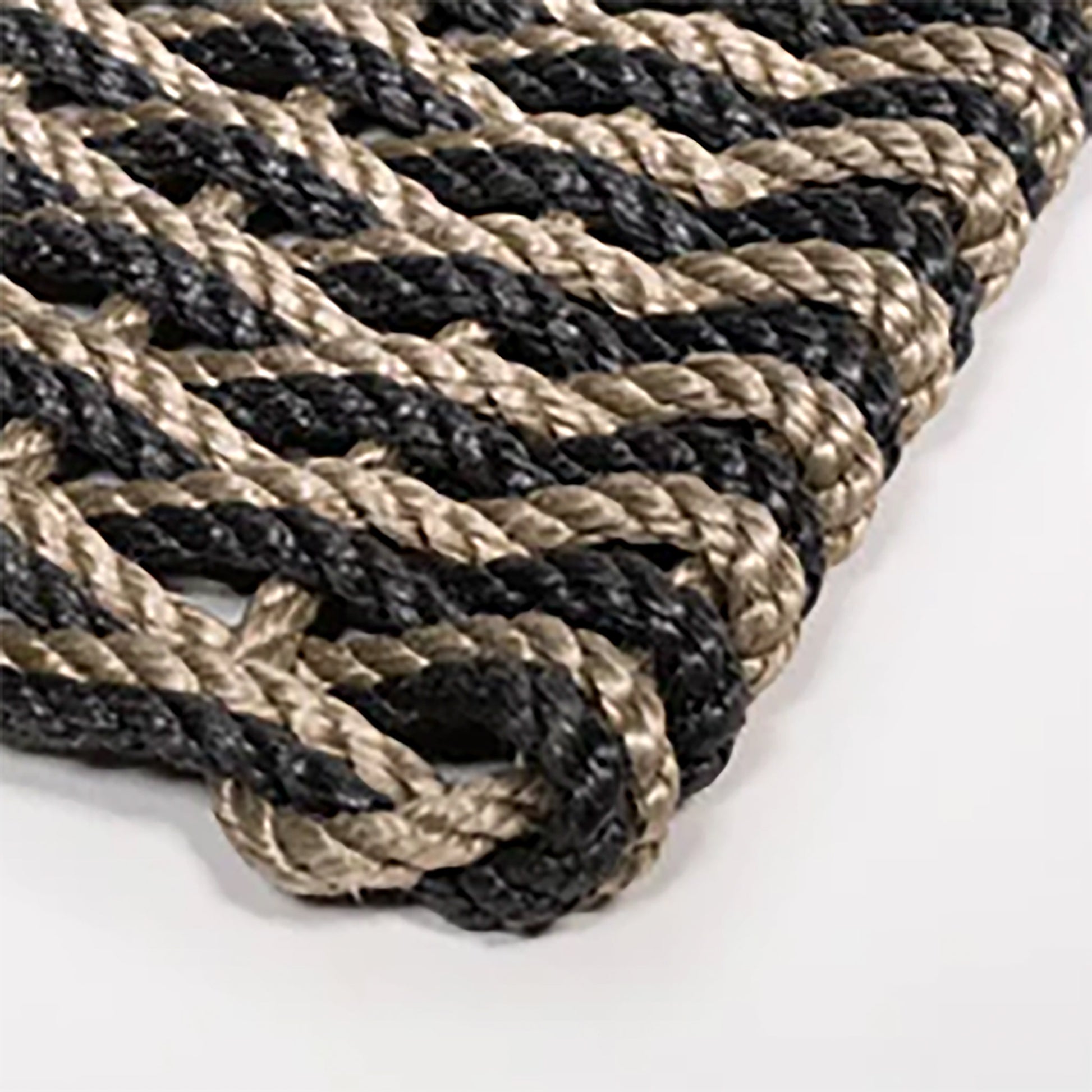 The Rope Co. Braided Rope Doormat - 24 x 38, Sand & Navy